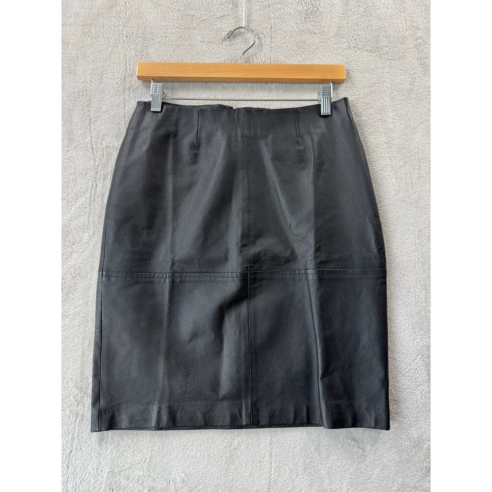 Vintage Newport News 100% Pig Leather Size 4 Black Classic A-Line Pencil Skirt